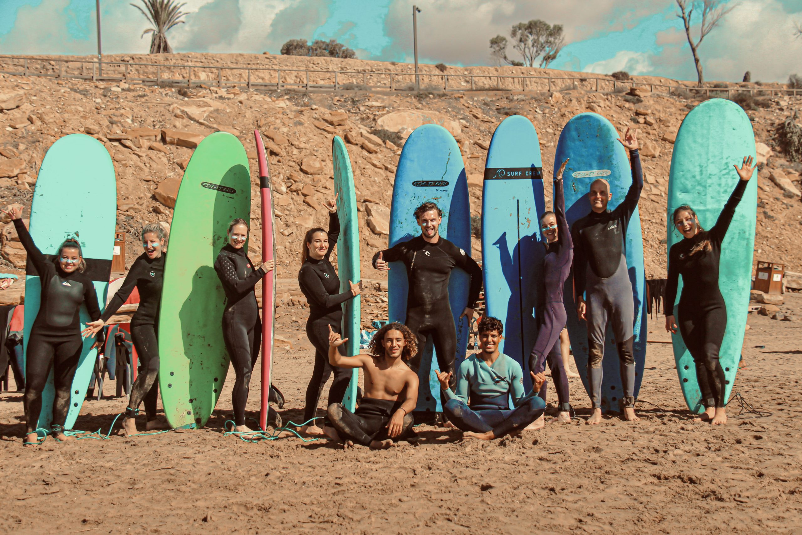A surf crew sharing a beach day with Tafokt