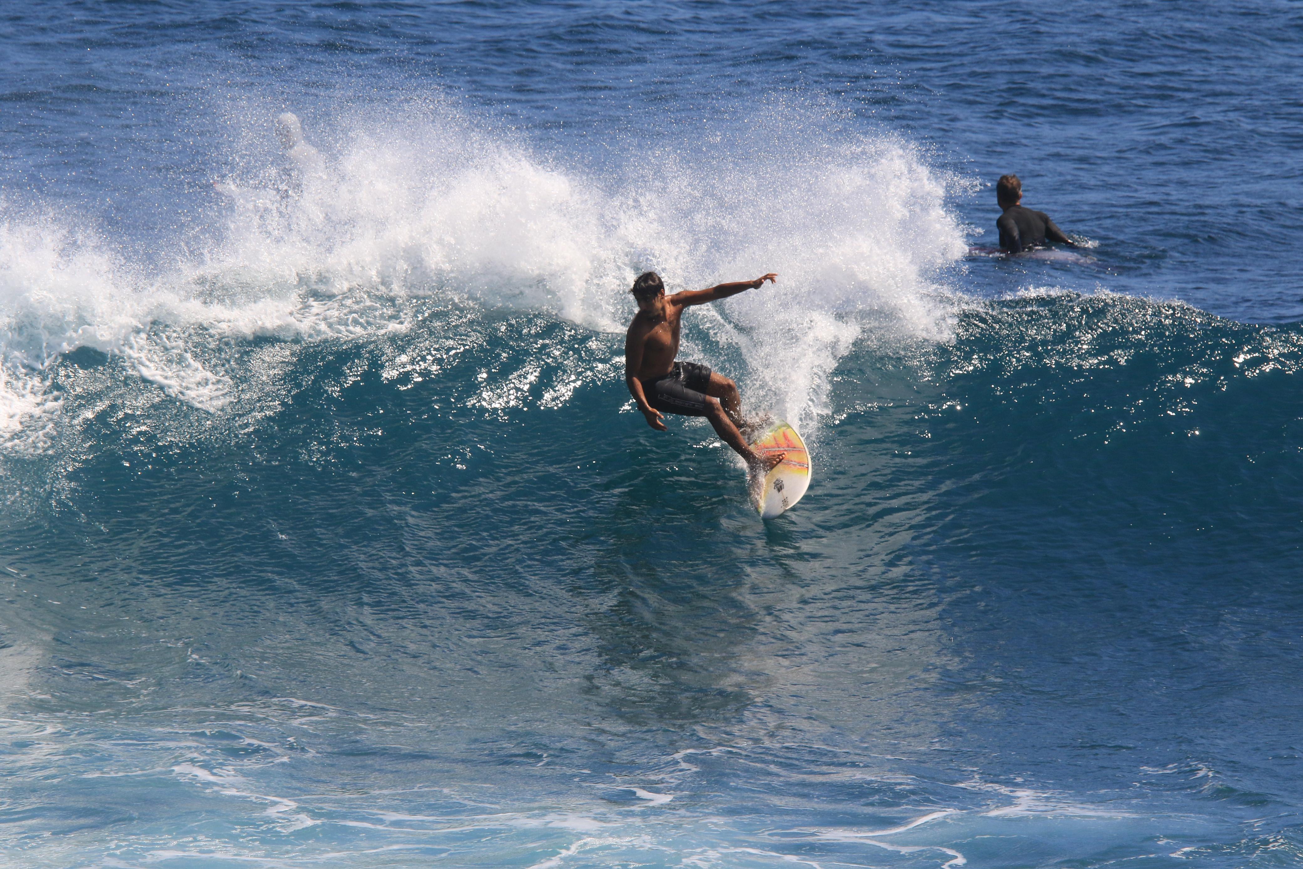 Surfers in the Atlantic